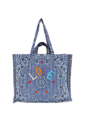 Call It By Your Name maxi Cabas quilted tote bag - Blue