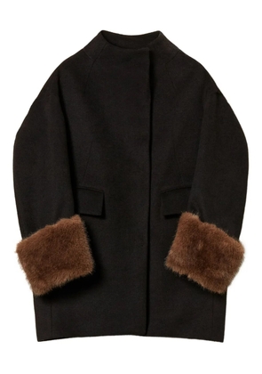TWINSET faux-fur cuffs single-breasted coat - Black
