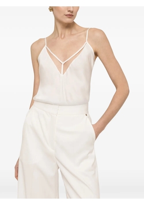 NISSA tulle-insert top - White