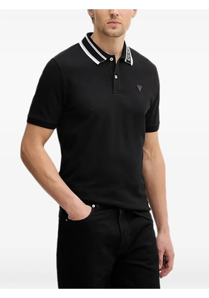 GUESS USA logo-collar polo shirt - Black