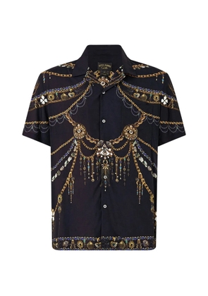 Camilla short-sleeve camp-collared shirt - Black