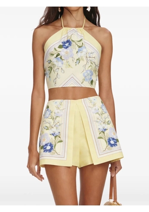Self-Portrait floral shorts - Yellow