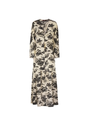 Max Mara landscape-print drawstring maxi dress - Neutrals