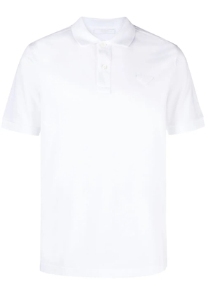 Prada triangle-logo cotton polo shirt - White