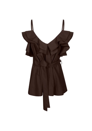 P.A.R.O.S.H. ruffled belted blouse - Brown