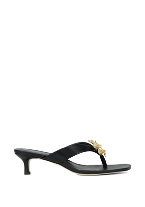 POTAMY floral leather flip-flops - Black