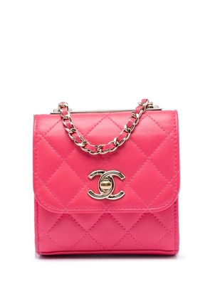 CHANEL Pre-Owned 2020 Mini Quilted Lambskin Trendy CC Clutch With Chain crossbody bag - Pink