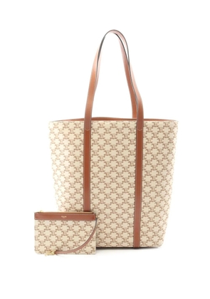 Celine Pre-Owned 2023 Triomphe Coated Canvas Museum Tall Shopper tote bag - Neutrals