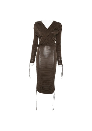 Balmain draped midi dress - Brown