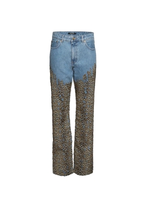Roberto Cavalli leopard-print five-pocket jeans - Blue