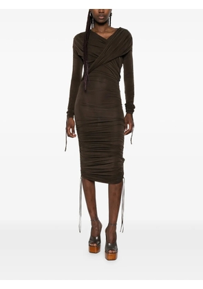 Balmain draped midi dress - Brown