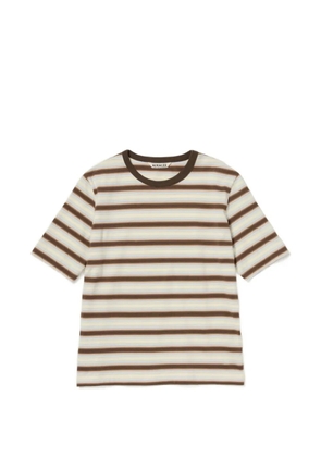 Auralee striped-pattern T-shirt - Brown