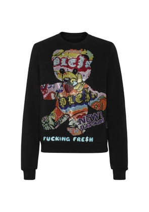 Philipp Plein rhinestone-emebllished jersey sweatshirt - '02 black'