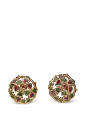 Vintage floral-embellished clip-on earrings - Gold