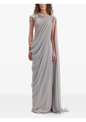 Gemy Maalouf embroidered draped dress - Grey