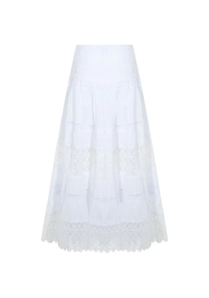 Charo Ruiz Ibiza lace tiered maxi skirt - White