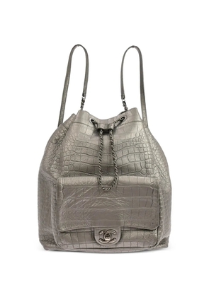 CHANEL Pre-Owned 2019 crocodile-embossed leather backpack - Grey