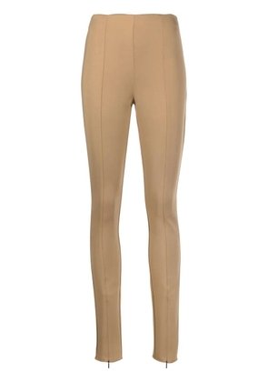 Calvin Klein logo-embroidered cuff-zip leggings - Neutrals