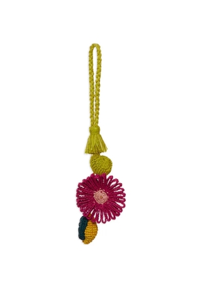 IBELIV raffia floral bag charm - Green