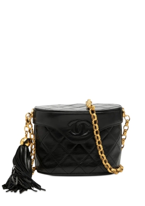 CHANEL Pre-Owned 1989-1991 CC Quilted Lambskin Tassel Vanity Bag crossbody bag - Black