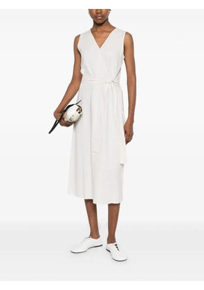 Calvin Klein V-neck belted midi dress - Neutrals