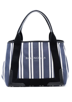 Balenciaga Pre-Owned 2017 Canvas Striped Navy Cabas S tote bag - Blue