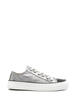 Brunello Cucinelli metallic lace-up sneakers - Silver