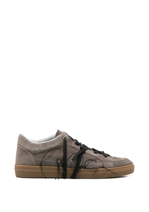 SANTHA Love Cut frayed lace-up sneakers - Brown