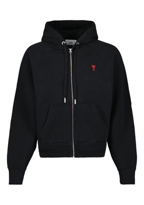 AMI Paris Ami de Coeur-embroidered zip-up hoodie - Black