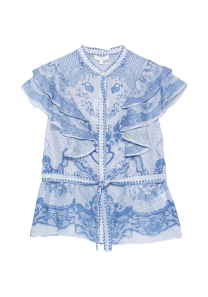 Paper Lace ruffled print shirt - White