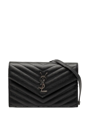Saint Laurent Pre-Owned 2017 Grain De Poudre Cassandre Envelope Chain Wallet crossbody bag - Black