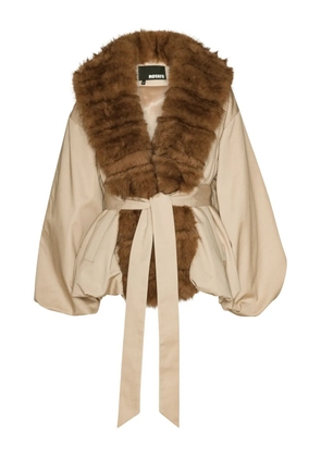 ROTATE BIRGER CHRISTENSEN trimmed-collar belted jacket - Neutrals