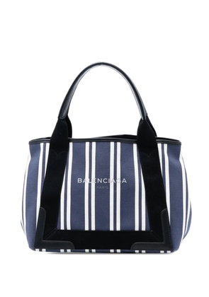 Balenciaga Pre-Owned 2017 Canvas Striped Navy Cabas S tote bag - Blue