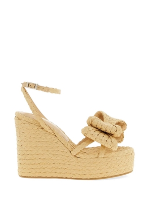 MACH & MACH Cadeau bow raffia sandals - Neutrals