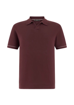 Boggi Milano contrasting crepe knit polo shirt - Red