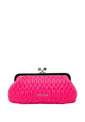 Miu Miu Pre-Owned 2010-2026 Matelasse Nappa Kiss Lock Frame clutch bag - Pink