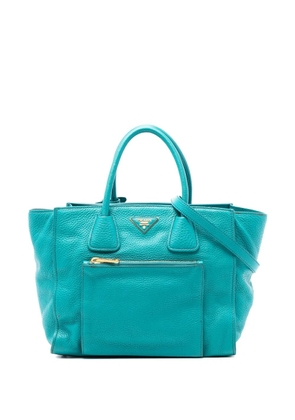 Prada Pre-Owned 2013-2025 Vitello Daino Front Pocket Open Convertible Tote satchel - Blue