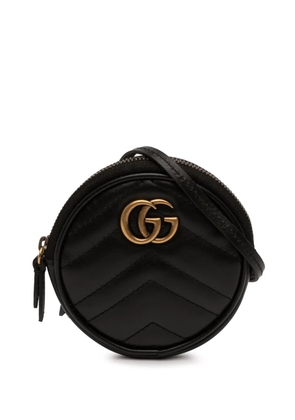 Gucci Pre-Owned 2016-2026 GG Marmont Matelasse Leather Round Coin Purse on Strap crossbody bag - Black