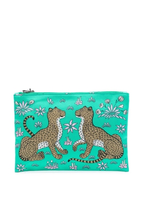 Hermès Pre-Owned 2023 Les Leopards Silky Pocket Cosmetic Case pouch - Green