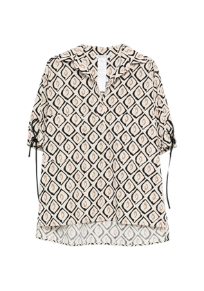 Max Mara Mxmecru tie-detail patterned blouse - Neutrals