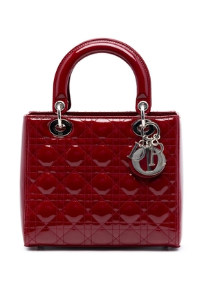Christian Dior Pre-Owned 2017 Medium Patent Cannage Lady Dior satchel - Red