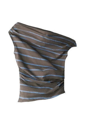 STAUD striped one-shoulder top - Brown