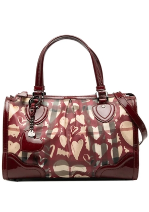 Burberry Pre-Owned 2000-2017 Patent Trimmed House Check Coated Canvas Hearts Pilgrim satchel - Red