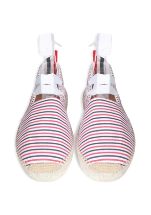 Thom Browne Seersucker striped ribbon cotton espadrilles - White