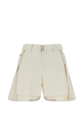 sacai belted denim shorts - Neutrals
