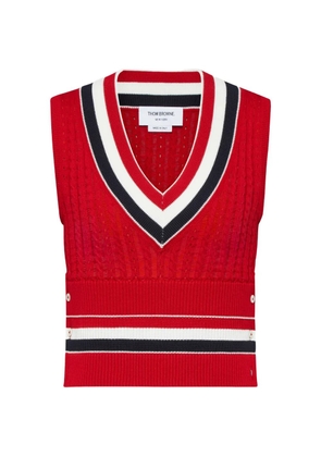 Thom Browne stripe cable vest - Red
