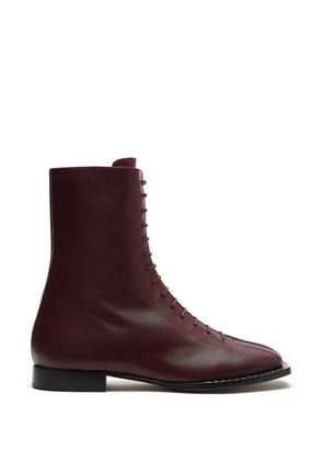 LILI CURIA Tilda lace-up square boots - Red