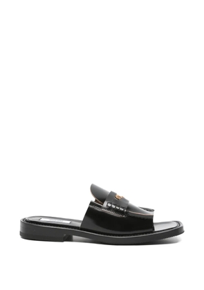 Moschino square-toe flat sandals - Black