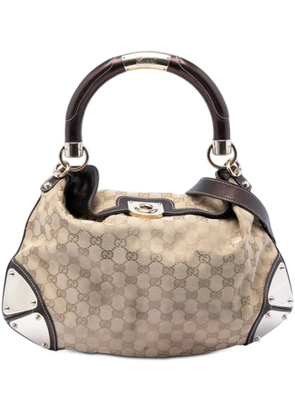 Gucci Pre-Owned 2016-2025 Medium GG Canvas Bamboo Indy Hobo satchel - Neutrals