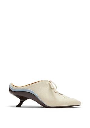 LILI CURIA Victoria kitten heel lace-up mules - Neutrals